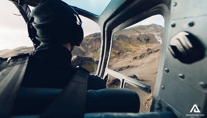 Pilot Flying with Helicopter in Iceland