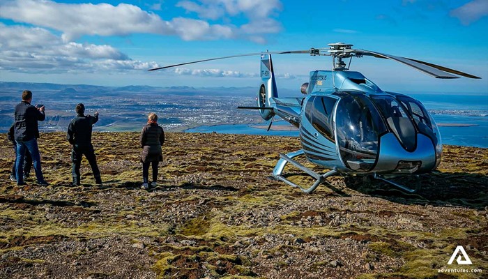 People Landed with Helicopter in Icelandic Field