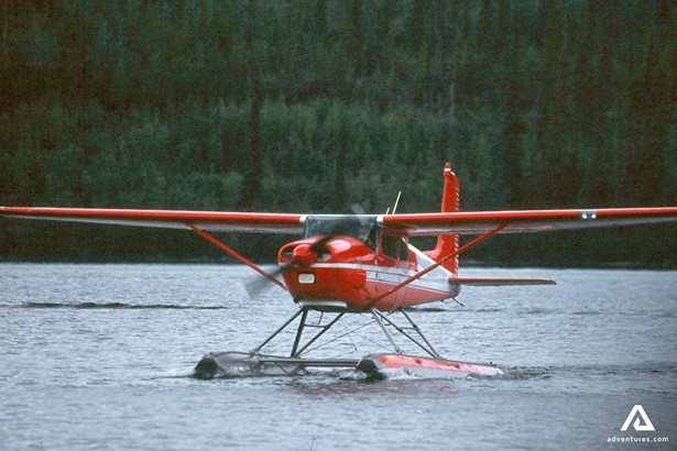 Red Plane Landed on Coghlan Lake in Yukon