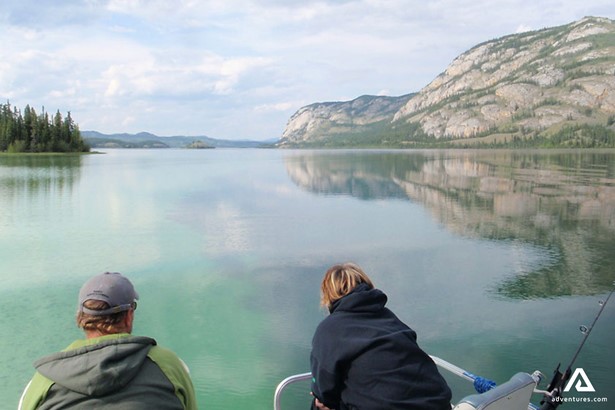 Couple Fishing on Coghlan Lake in Yukon