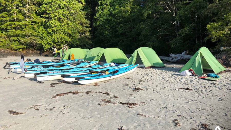Tents and Kayaks at the Beach