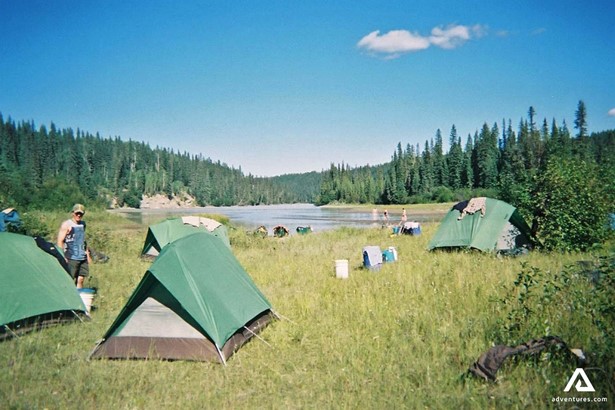 Campsite by Athabasca River in Canada