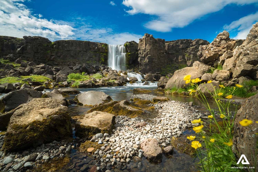 Waterfall in Thingvellir National Park