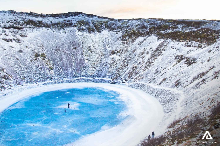 Frozen Kerid Volcanic Lake