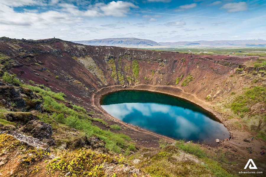 Volcanic Crater Lake in Summer