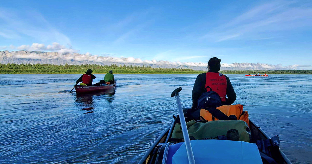 Canoe The Mackenzie River In The Northwest Territories