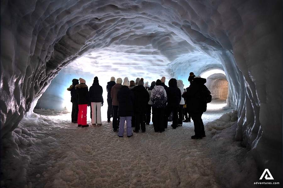Group of People in Ice Cave