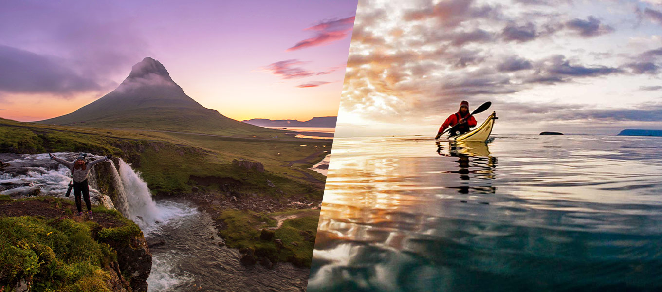 Midnight Kayaking under Mt. Kirkjufell