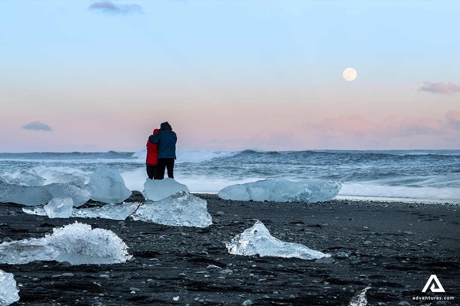 Couple in Icelandic Beach