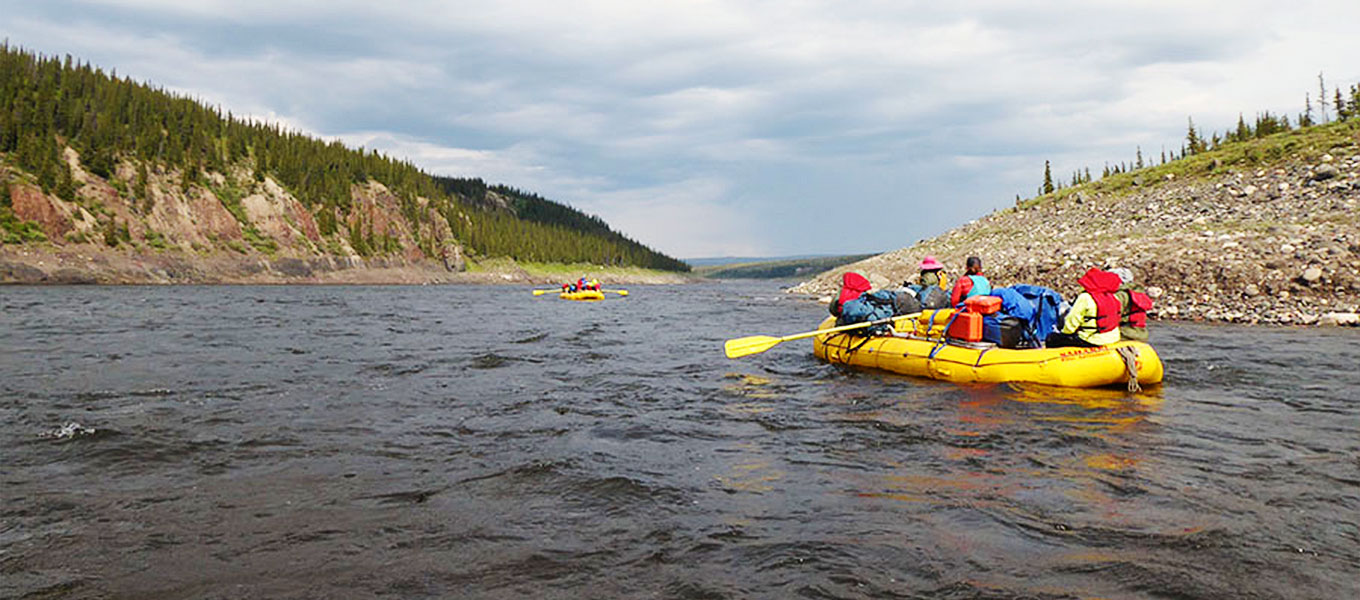 Raft or Canoe on the Coppermine River in Canada
