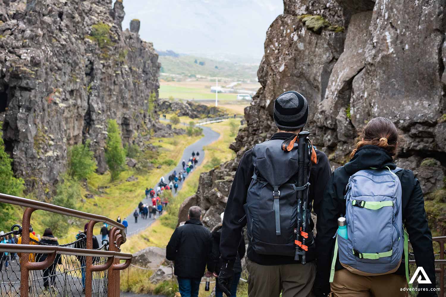 People Hiking in Thingvellir National Park