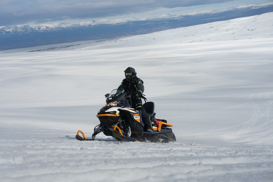 Man on Snowmobile in Iceland