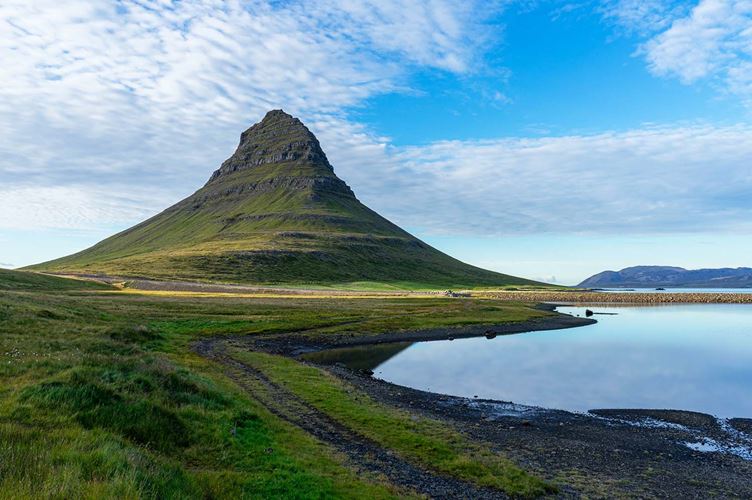 Kirkjufell Mountain In Summer Iceland Church Mountain Kirkjufell in North Iceland