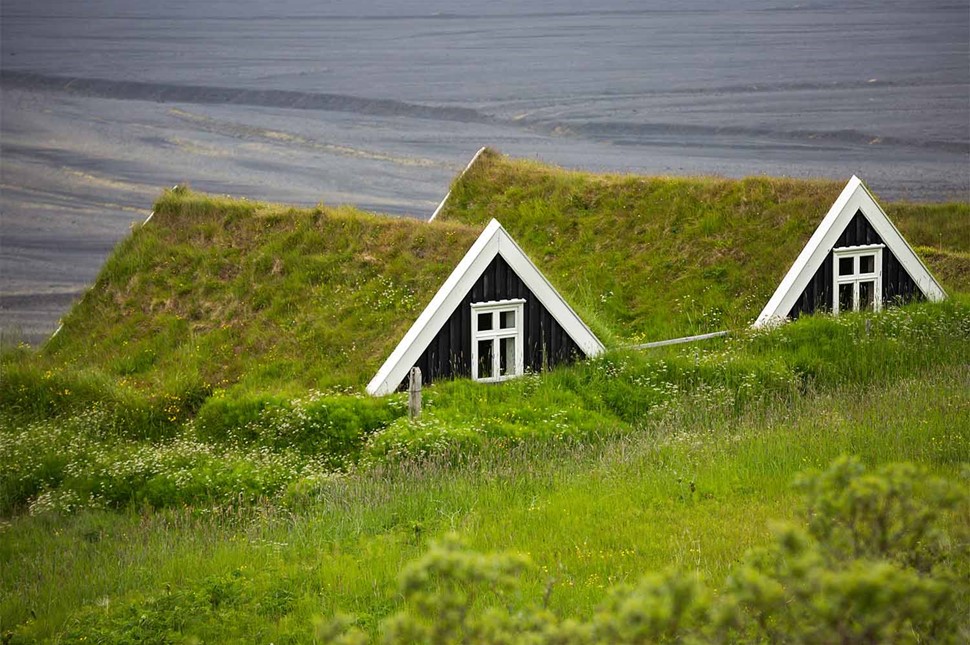 Grass Roofed Turf Houses in South Iceland 