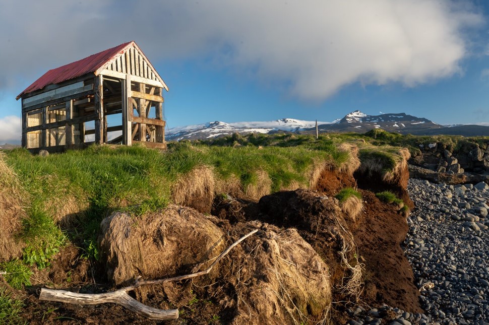 Icelandic fish shed on a beach, Western Iceland