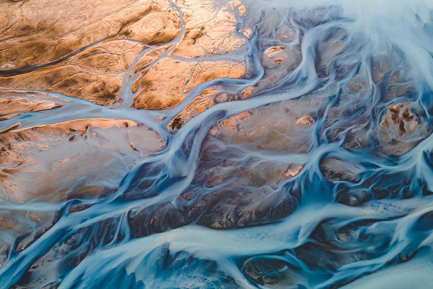 Aerial view over Olfusa river