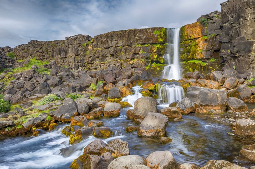 Öxarárfoss Waterfall at Almannagjá Gorge, Iceland