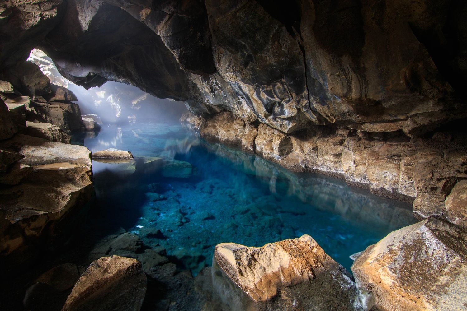 Grjótagjá Cave near Lake Mývatn in Iceland