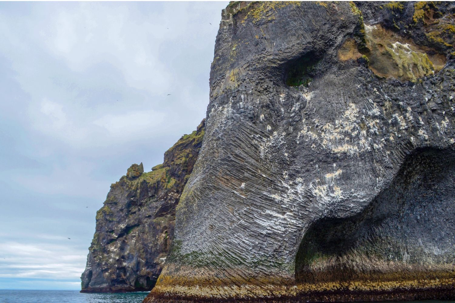 Elephant-shaped rock cliff in the Westman Islands, Iceland