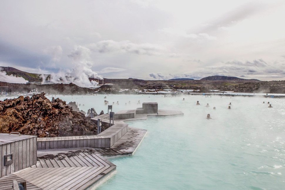 The Blue Lagoon in Iceland on a cloudy day