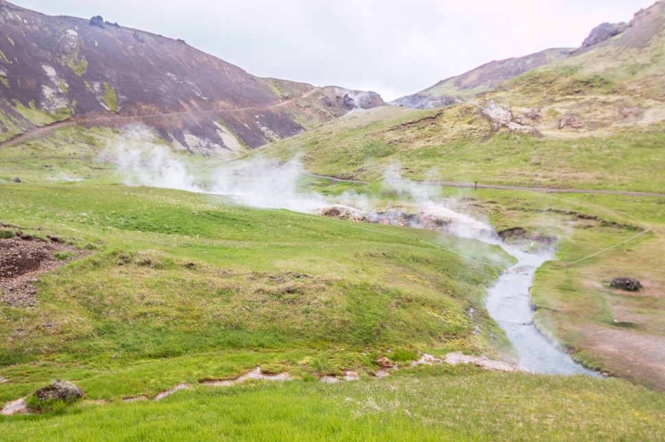 The steamy Reykjadalur Valley in Iceland