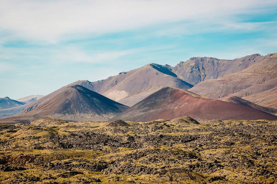 Diverse colors of Berserkjahraun landscape