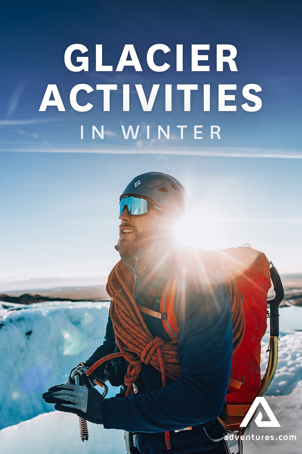 Geared man on glacier 