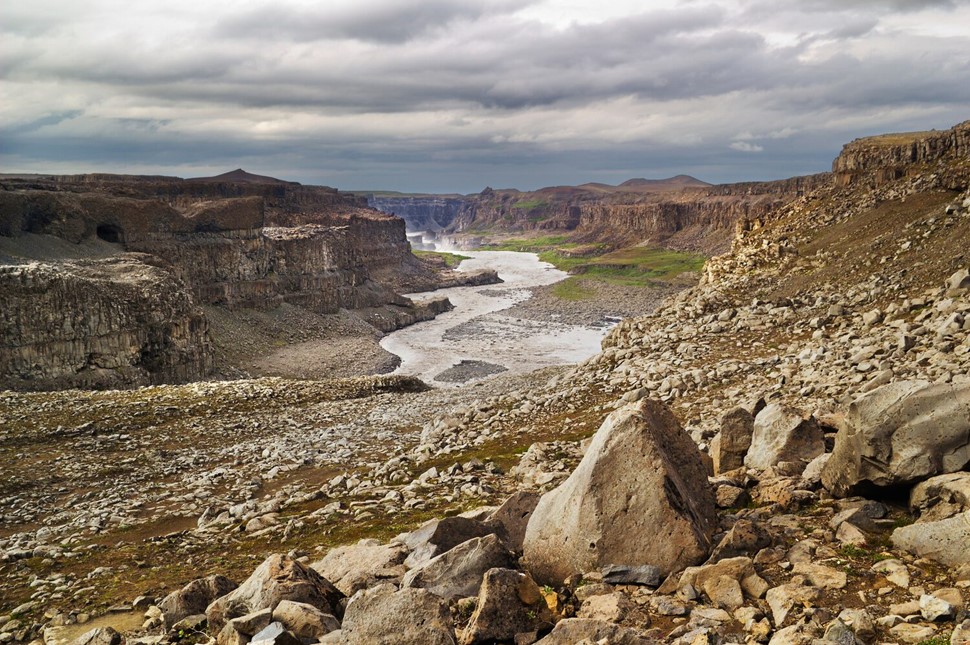 Rugged landscape of Jokulsargljufur river canyon