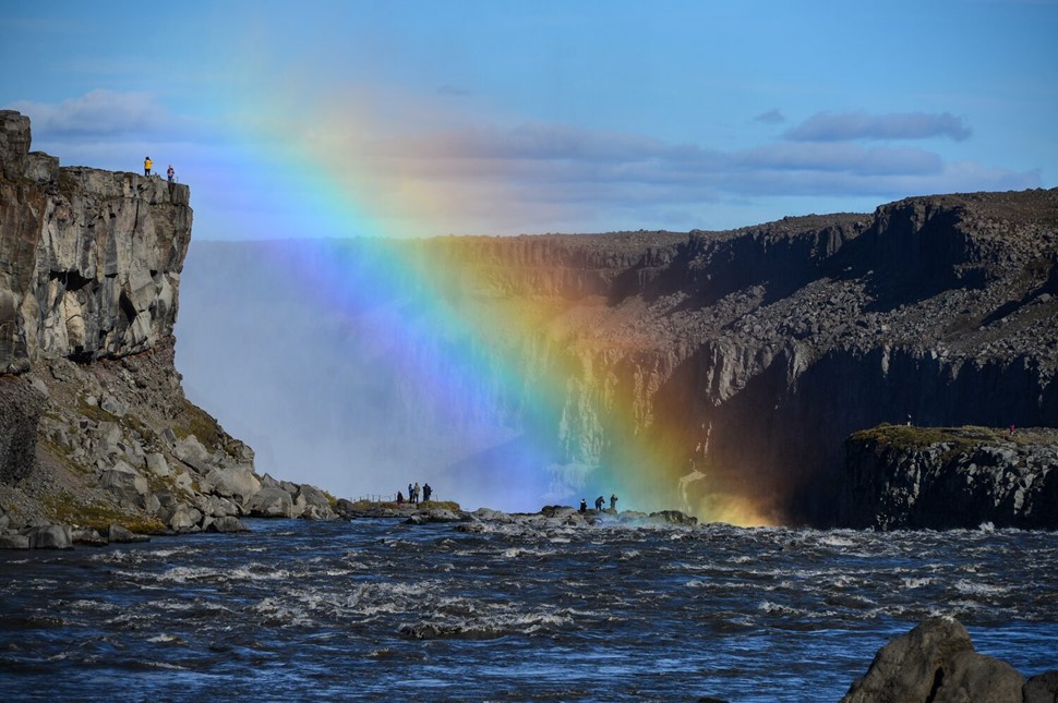 Rainbow above Jökulsárgljúfur river canyon 