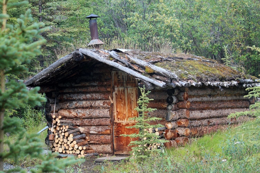 Wooden remote wilderness lodge