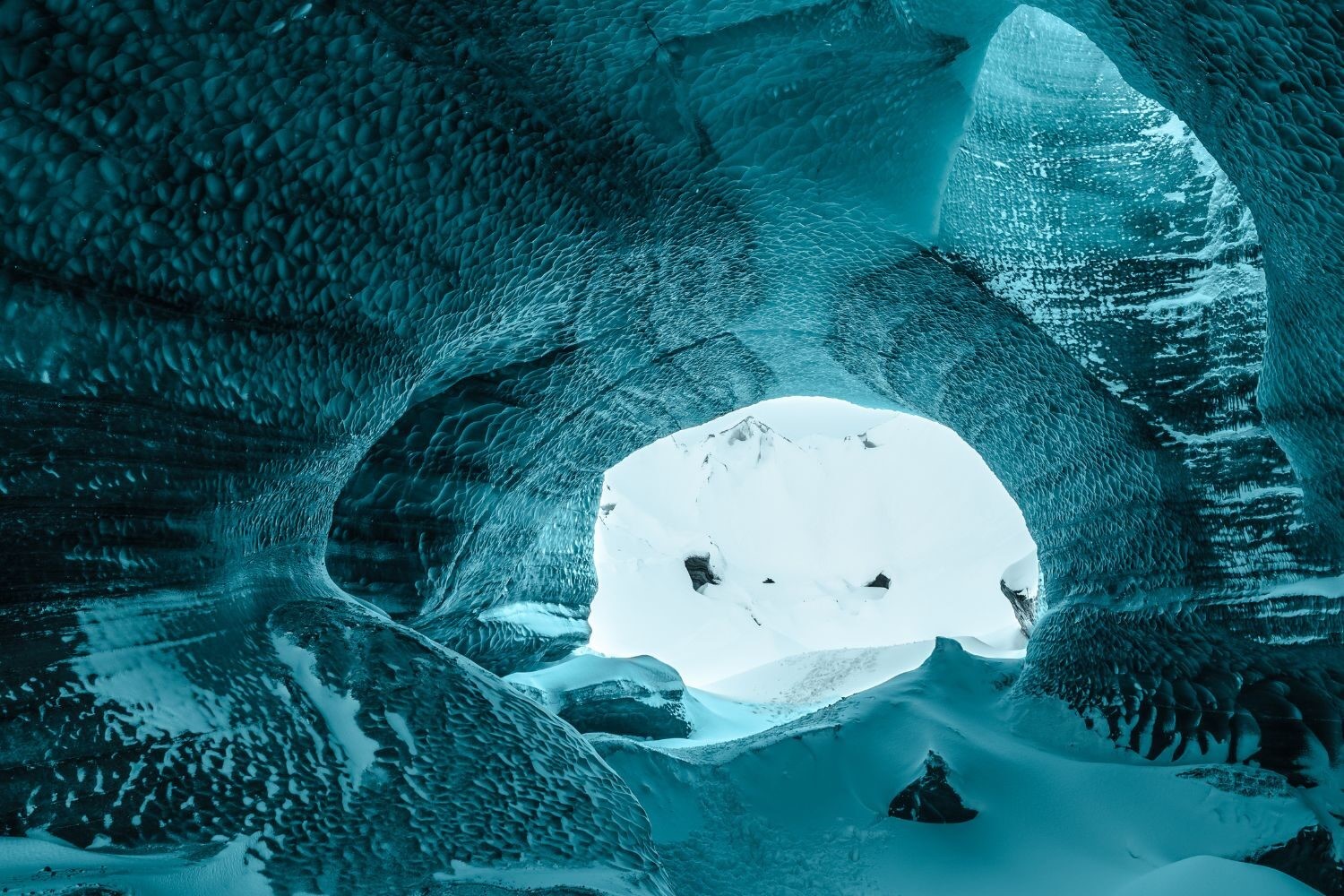 The stripy interior of Katla Ice Cave