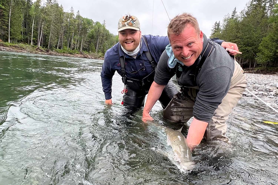 Two Fishermen Salmon Catch