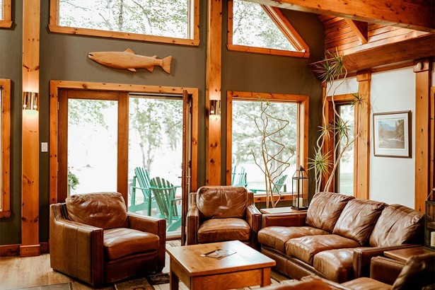 Cozy wooden lodge living room