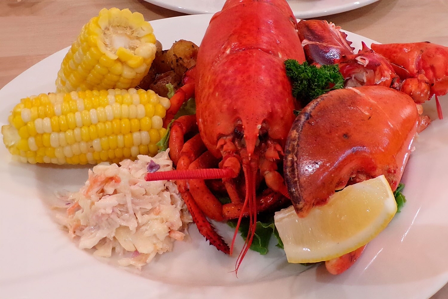 Lunch plate with lobster and vegetables