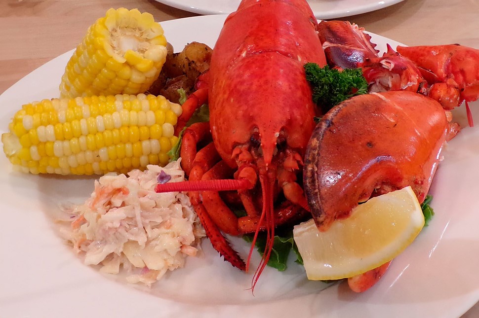 Lunch plate with lobster and vegetables