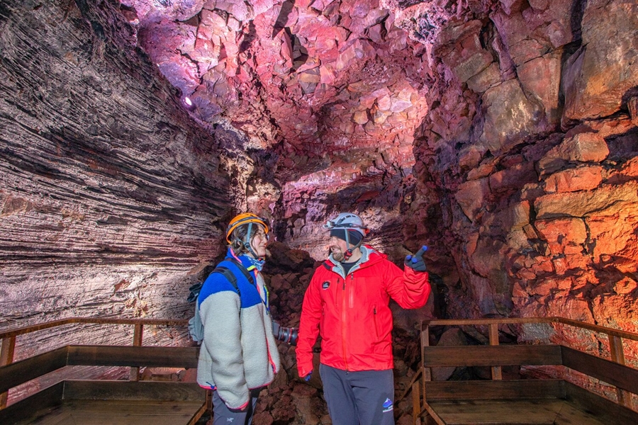 Man and women in lava tube