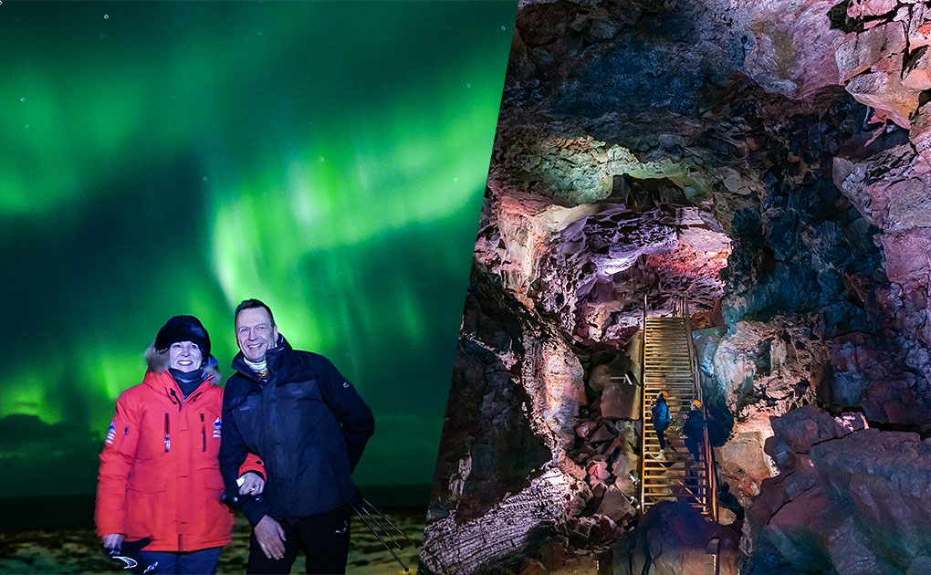 Evening Lava Caving Tour & Northern Lights Hunt