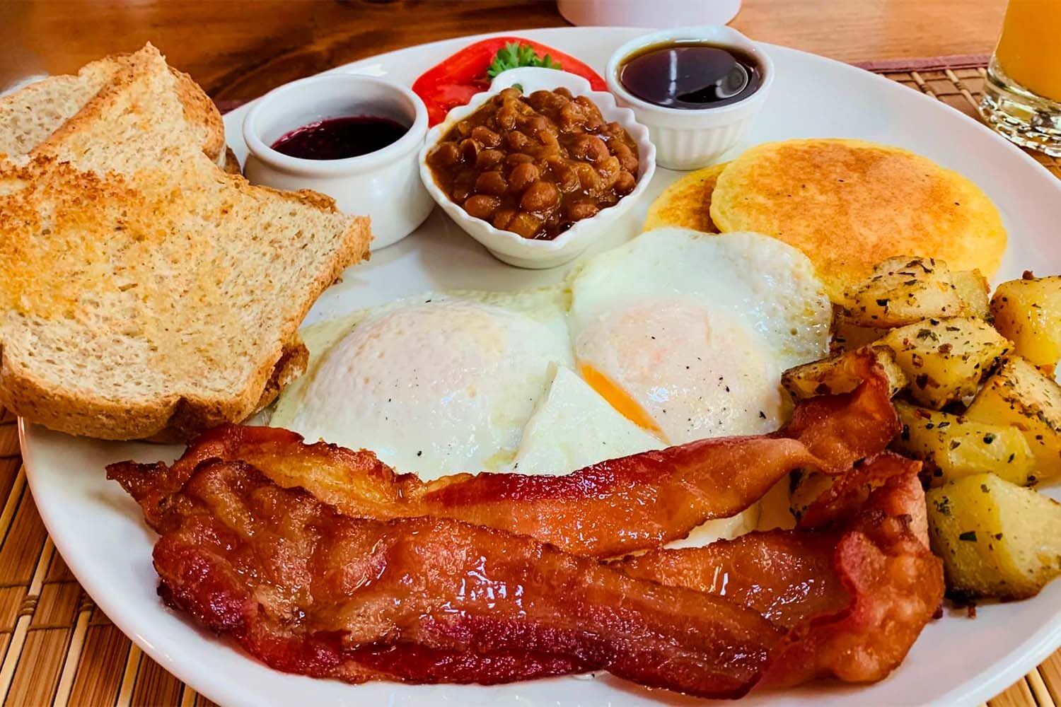 Breakfast at river lodge in Canada