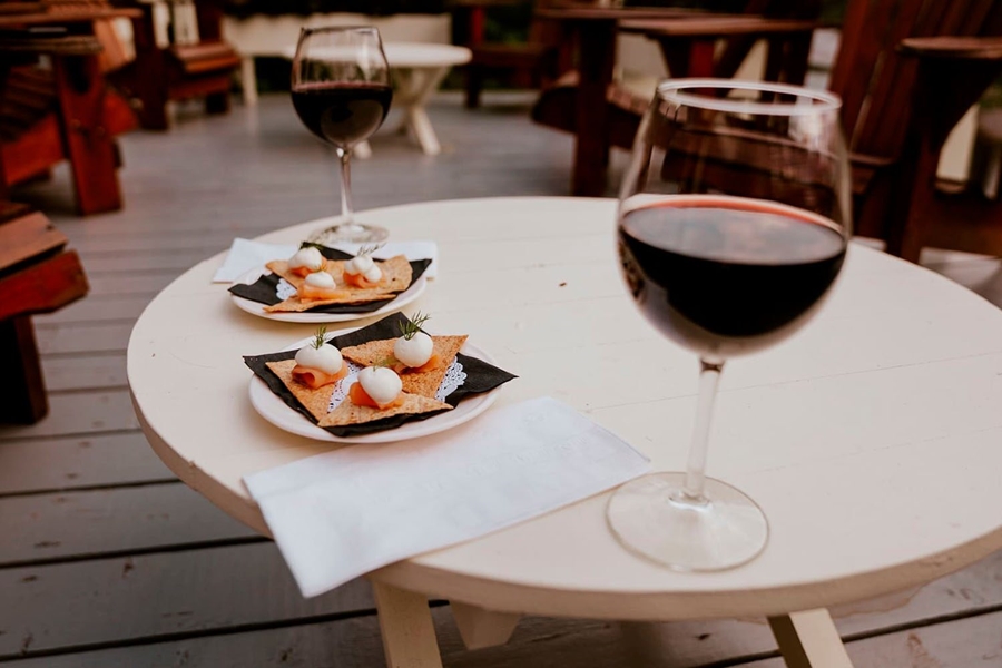 Snack with wine in terrace