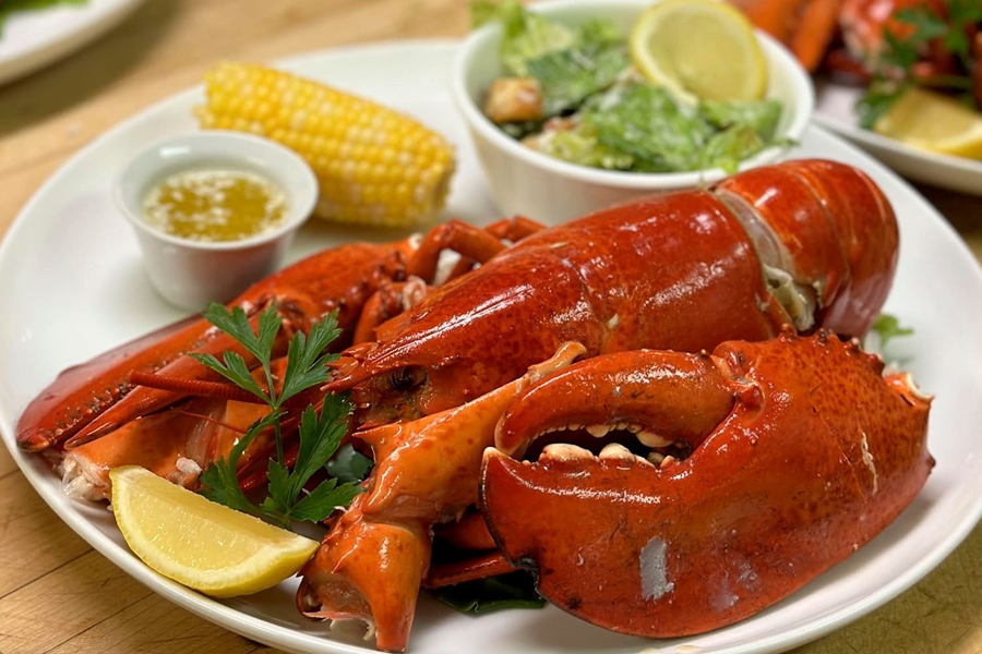 Lobster with corn dinner plate
