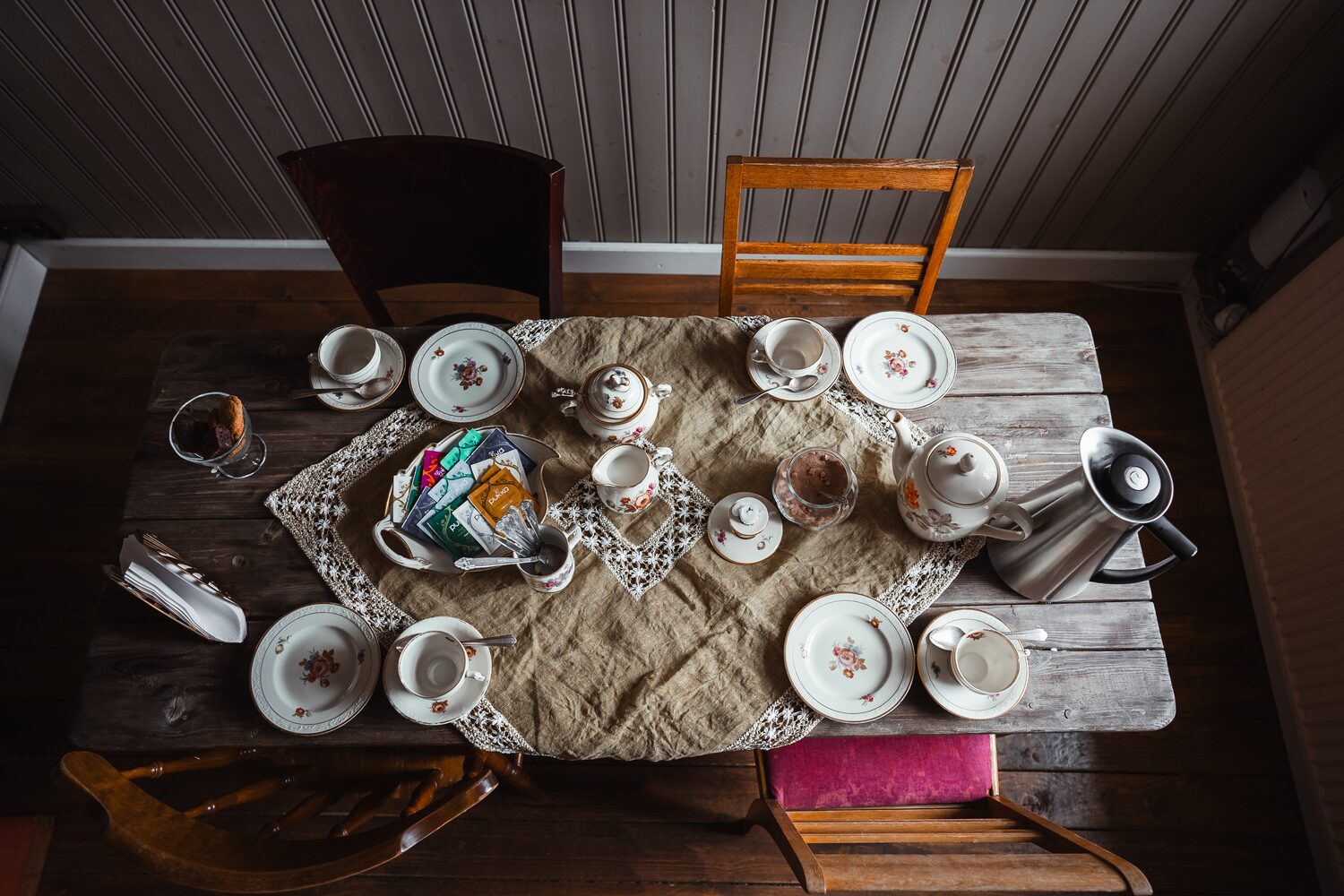 Tablet set for dinner at Wilderness center hotel Iceland.