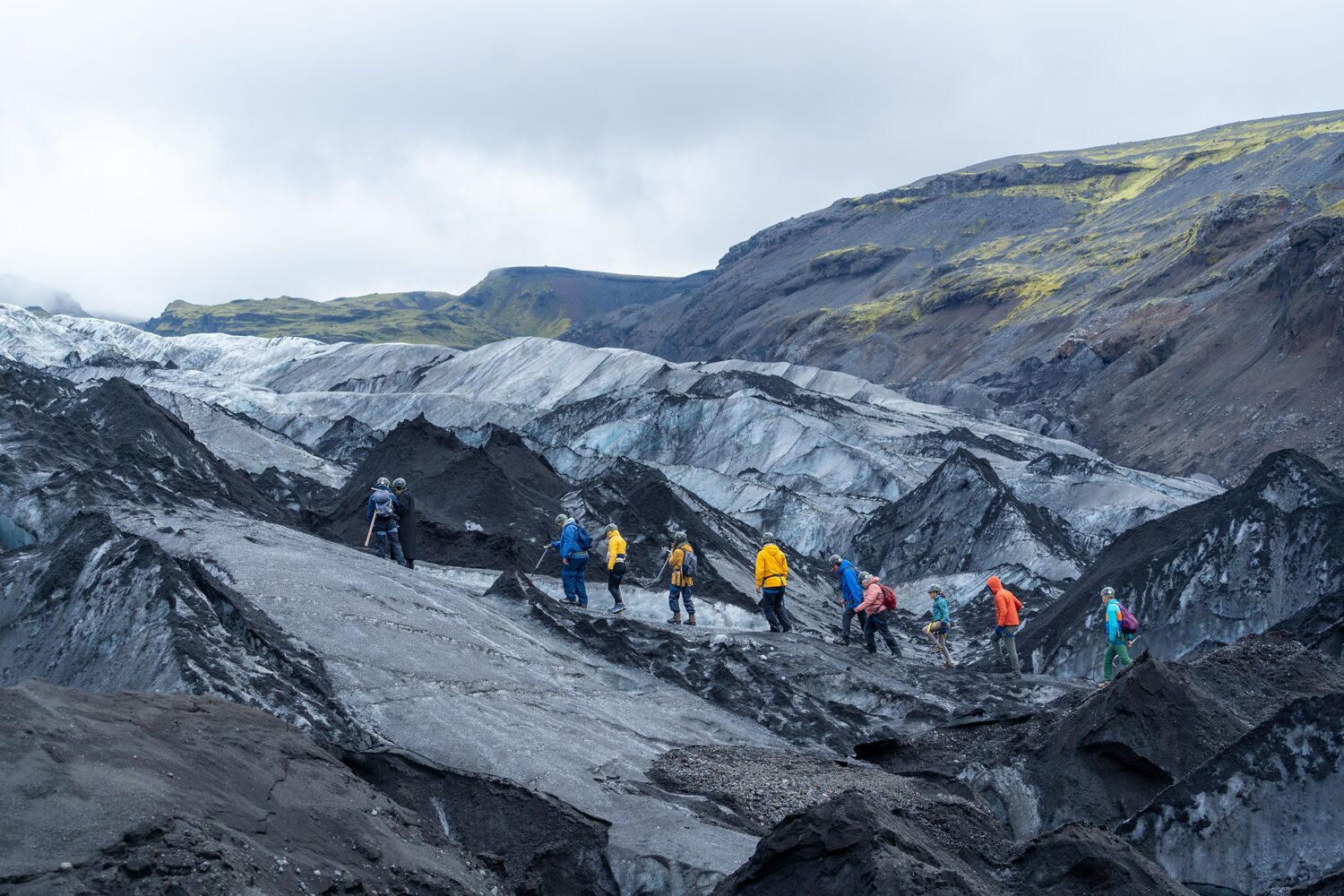 Glacier hike on black Icelandic glacier