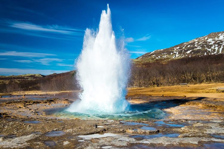 Geysir Sunshine Geysir Attraction at golden circle route Iceland