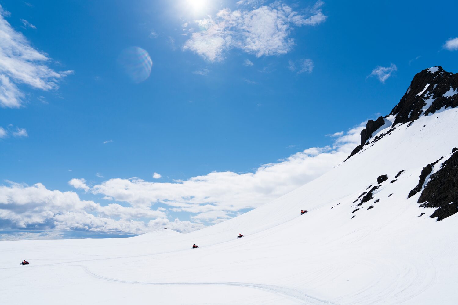 Snowmobilers Large Mountain