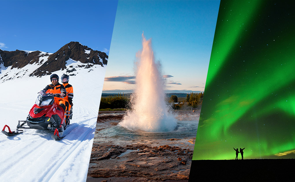 Golden Circle, Glacier Snowmobiling & Northern Lights Tour