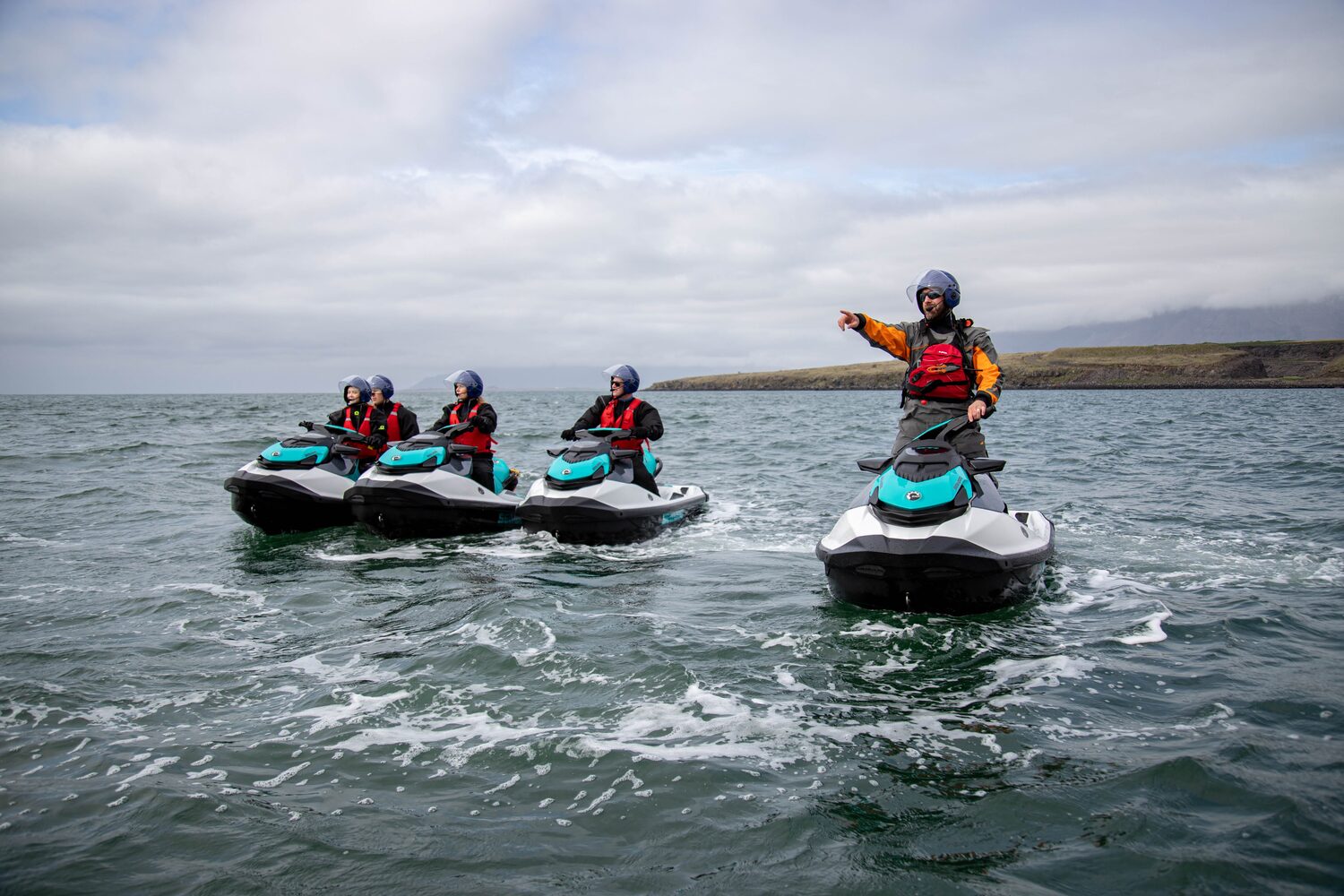 Group tour on jet ski excursion in Iceland ocean Reykjavik