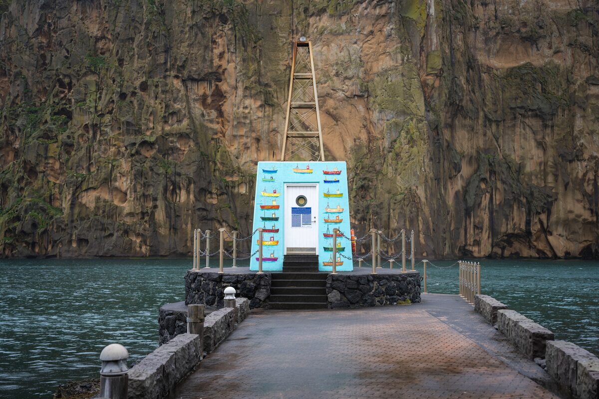 Painted harbor in Vestmannaeyjar islands