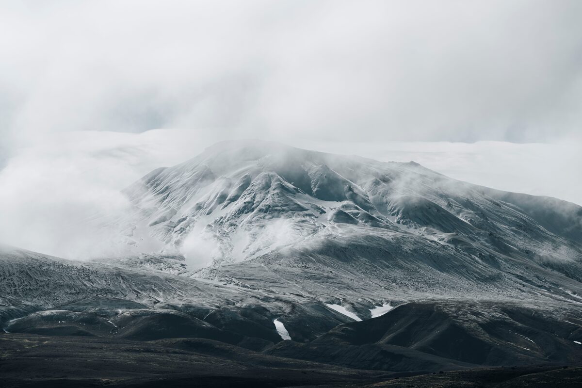 Giant snowy mountain in Iceland's highlands