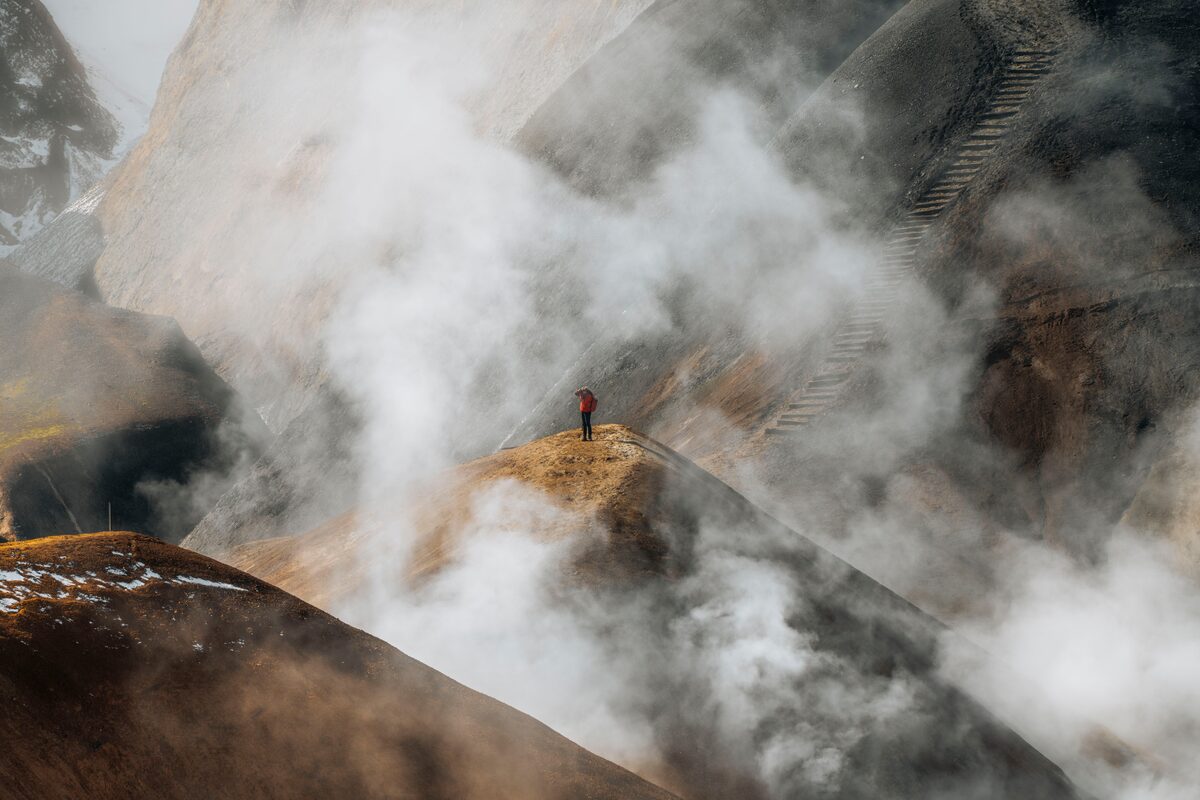 Hveradalir Geothermal Area by mountains