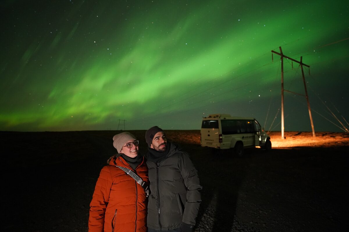 Guided minibus aurora tour